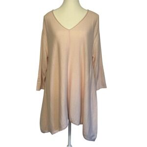 J.Jill Pure Jill Pink Silk Blend Tunic Sweater V-neck Soft Swing Minimalistic L